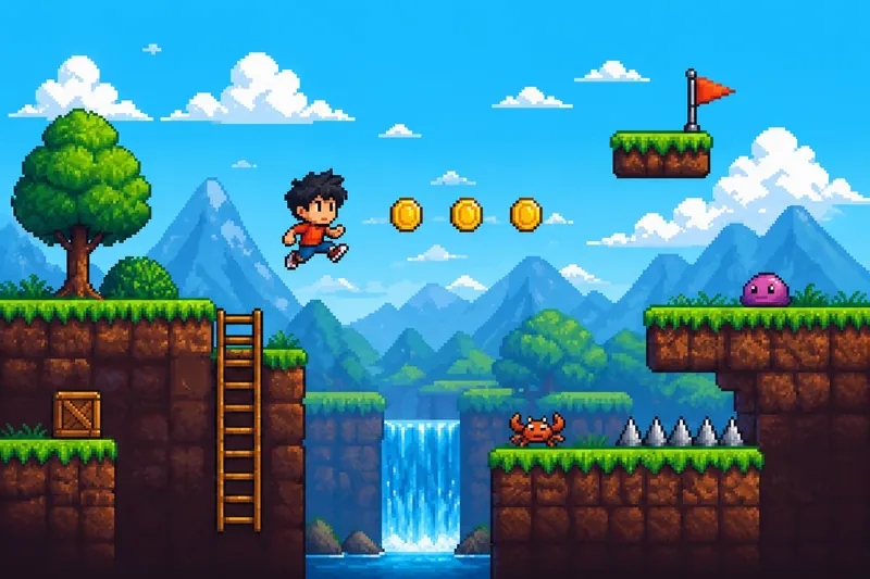 Иллюстративный игровой уровень с персонажем